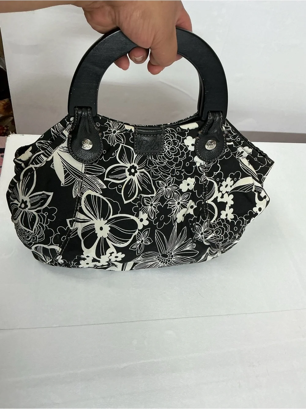 The Sak Black and White Floral Handbag